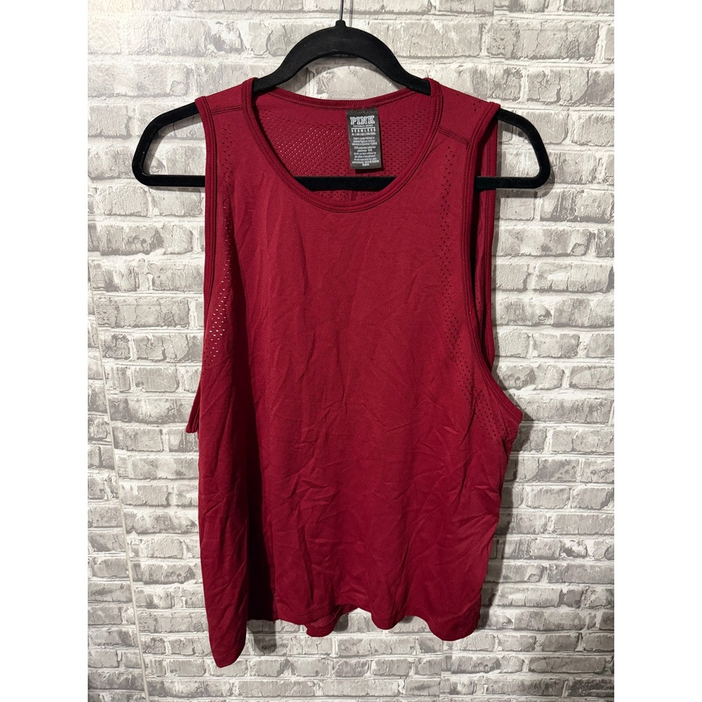 Victorias Secret PINK Seamless Muscle Tank Top Burgundy Mesh Back XL